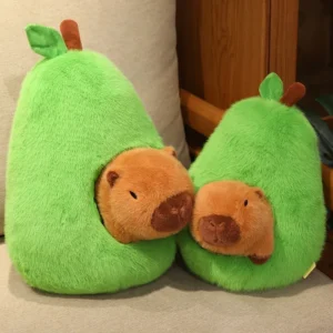 Adorable Olive Green Avocado Capybara Creative Throw Pillows for Children's Room, Large Size with PP Cotton Fill, Unique Whimsical Combo Style, Decorative and Adorable