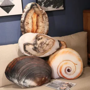 Add a touch of eclectic coastal style to your living room with this large, oyster shaped throw pillows. Its natural, tan-colored fabric and comfortable PP cotton fill make it a unique and cozy addition to any space. 