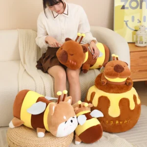 Cosplay Bee Capybara Throw Pillows For Birthday Gift. Delight your little ones with this adorable yellow and brown Capybara and bee shaped throw pillow, perfect for birthday gifts. Crafted with an unusual, cute design, this decorative pillow features a combination of vibrant colors that add a touch of combo style to any room.The small size makes it ideal for cuddling and playing, while the high-quality PP cotton fill ensures maximum comfort. The pillow's unique shape and novelty texture create a one-of-a-kind addition to your child's collection of throw pillows.Whether used as a decorative accent or a cozy companion, this Capybara and bee shaped throw pillow is sure to capture the hearts of children of all ages. Its eye-catching design and soft, snuggly material make it a must-have for any kid's room.