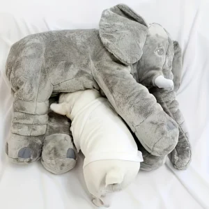 Grey elephant Sleeping pillows for Kids Sleeping cute style large size elephant Shaped PP cotton Fill fabric of coral nursery affordable unusual fuzzy