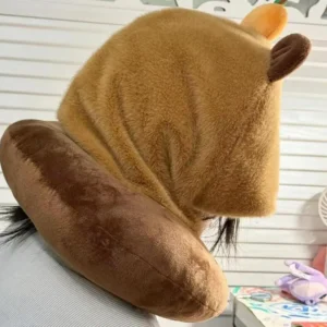 Capybara U-shaped Pillow Neck Pillows.A unique, small sized, brown U-shaped neck pillow for travel, filled with PP cotton, in an adorable Capybara style providing both comfort and style, posing as a decorative and distinctive piece.